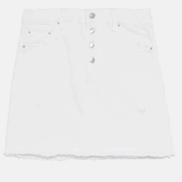 Zara White Denim Mini Skirt Button Fly XS - Picture 4 of 8